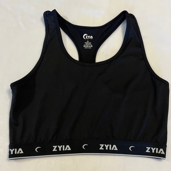 L ZYIA active comfort Sports Bra Black Large Racerback Unlined Unpadded Sportsw - Picture 6 of 6